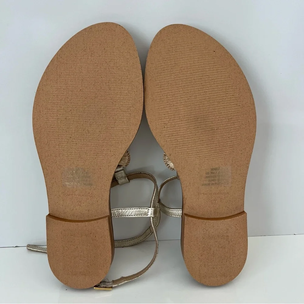 BRUNO MAGLI Jenna T-strap Leather Sandals In Gold NEW - Picture 13 of 14